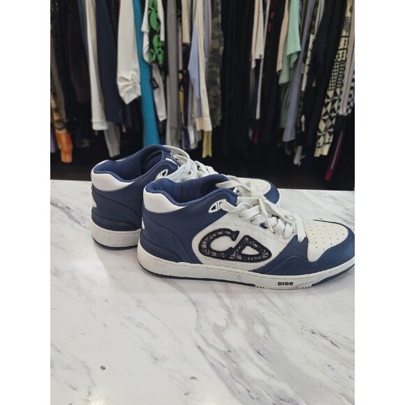 Dior Navy Blue & White High-Top Sneakers main image 15